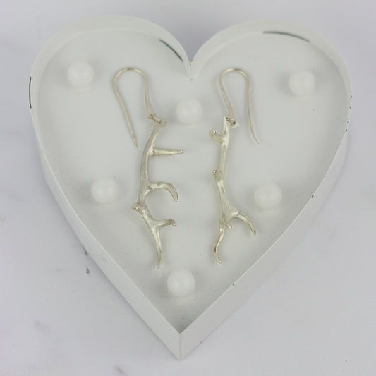 Silver Antler Earrings
