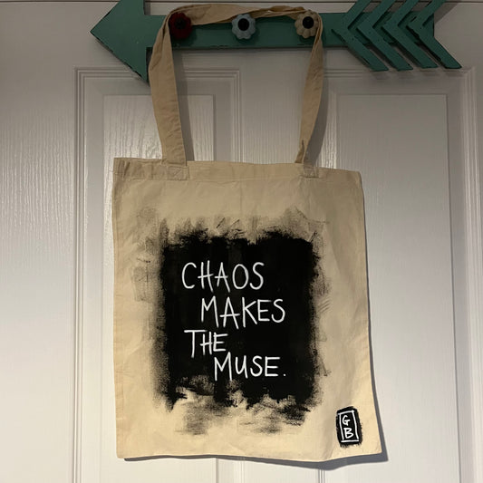 ‘Chaos makes the muse’ cotton tote bag