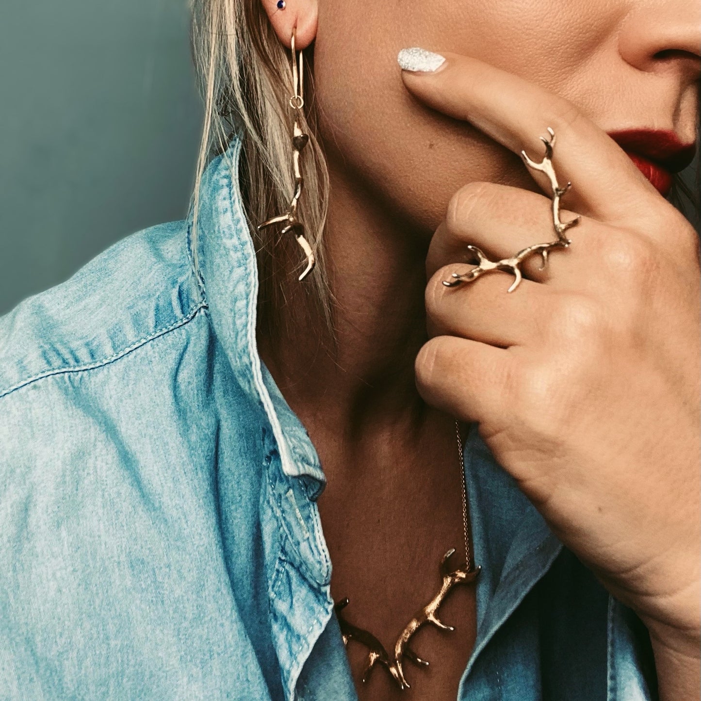 Silver Antler Ring
