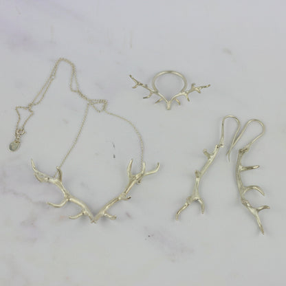 Silver Antler Earrings