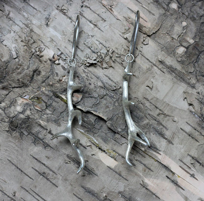Silver Antler Earrings